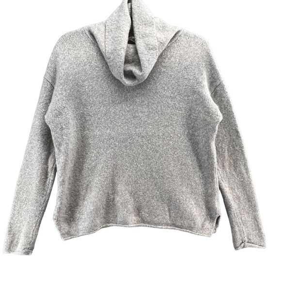 Athleta Sweater Women XS Gray Wool Blend Knit Brindle Funnel Pullover Cozy Cabin - Picture 1 of 11
